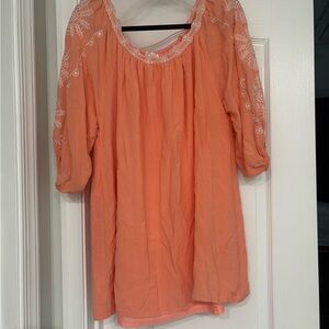 Embroidered Coral Dress/Blouse